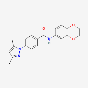 molecular formula C20H19N3O3 B1221983 N-(2,3-dihydro-1,4-benzodioxin-6-yl)-4-(3,5-dimethyl-1-pyrazolyl)benzamide 