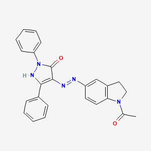 molecular formula C25H21N5O2 B12219843 4-[2-(1-acetyl-2,3-dihydro-1H-indol-5-yl)hydrazin-1-ylidene]-1,3-diphenyl-4,5-dihydro-1H-pyrazol-5-one 