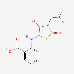 molecular formula C14H16N2O4S B12219848 2-{[3-(2-Methylpropyl)-2,4-dioxo-1,3-thiazolidin-5-yl]amino}benzoic acid 