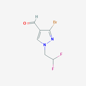 molecular formula C6H5BrF2N2O B12219875 3-Bromo-1-(2,2-difluoroethyl)-1H-pyrazole-4-carbaldehyde 