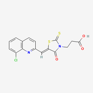 molecular formula C16H11ClN2O3S2 B12219889 3-{(5Z)-5-[(8-chloroquinolin-2-yl)methylidene]-4-oxo-2-thioxo-1,3-thiazolidin-3-yl}propanoic acid 