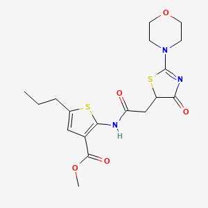 molecular formula C18H23N3O5S2 B12219945 Methyl 2-({[2-(morpholin-4-yl)-4-oxo-4,5-dihydro-1,3-thiazol-5-yl]acetyl}amino)-5-propylthiophene-3-carboxylate 