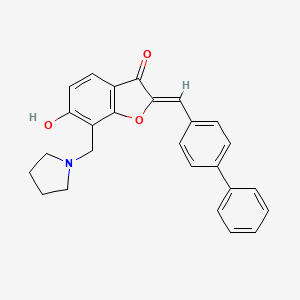 (2Z)-2-(biphenyl-4-ylmethylidene)-6-hydroxy-7-(pyrrolidin-1-ylmethyl)-1-benzofuran-3(2H)-one