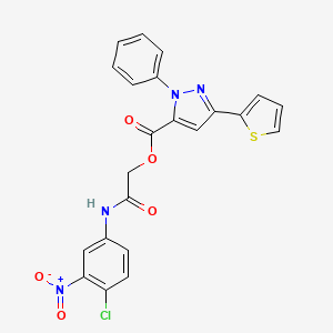 molecular formula C22H15ClN4O5S B1222009 2-苯基-5-噻吩-2-基-3-吡唑羧酸[2-(4-氯-3-硝基苯胺基)-2-氧代乙基]酯 