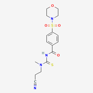 molecular formula C16H20N4O4S2 B1222010 N-[[2-氰基乙基(甲基)氨基]-硫代亚甲基]-4-(4-吗啉磺酰基)苯甲酰胺 