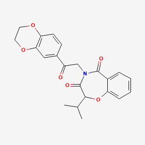 molecular formula C22H21NO6 B12220134 4-[2-(2,3-dihydro-1,4-benzodioxin-6-yl)-2-oxoethyl]-2-(propan-2-yl)-1,4-benzoxazepine-3,5(2H,4H)-dione 