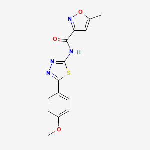 molecular formula C14H12N4O3S B1222014 N-[5-(4-methoxyphenyl)-1,3,4-thiadiazol-2-yl]-5-methyl-3-isoxazolecarboxamide 