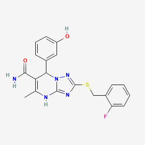 2-[(2-Fluorobenzyl)sulfanyl]-7-(3-hydroxyphenyl)-5-methyl-4,7-dihydro[1,2,4]triazolo[1,5-a]pyrimidine-6-carboxamide