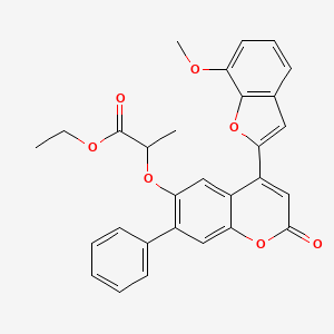 molecular formula C29H24O7 B12220150 ethyl 2-{[4-(7-methoxy-1-benzofuran-2-yl)-2-oxo-7-phenyl-2H-chromen-6-yl]oxy}propanoate 