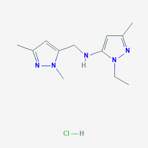 N-[(2,5-dimethylpyrazol-3-yl)methyl]-2-ethyl-5-methylpyrazol-3-amine;hydrochloride