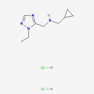 molecular formula C9H18Cl2N4 B12220184 1-cyclopropyl-N-[(1-ethyl-1H-1,2,4-triazol-5-yl)methyl]methanamine 