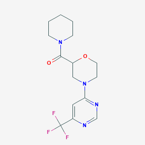 molecular formula C15H19F3N4O2 B12220206 2-(Piperidine-1-carbonyl)-4-[6-(trifluoromethyl)pyrimidin-4-yl]morpholine 