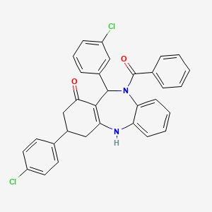 5-benzoyl-6-(3-chlorophenyl)-9-(4-chlorophenyl)-8,9,10,11-tetrahydro-6H-benzo[b][1,4]benzodiazepin-7-one