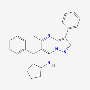 6-benzyl-N-cyclopentyl-2,5-dimethyl-3-phenylpyrazolo[1,5-a]pyrimidin-7-amine