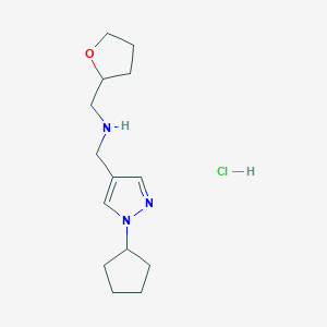 molecular formula C14H24ClN3O B12220255 1-(1-cyclopentyl-1H-pyrazol-4-yl)-N-(tetrahydrofuran-2-ylmethyl)methanamine 