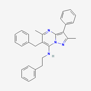 6-benzyl-2,5-dimethyl-3-phenyl-N-(2-phenylethyl)pyrazolo[1,5-a]pyrimidin-7-amine