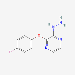 molecular formula C10H9FN4O B12220283 2-(4-Fluorophenoxy)-3-hydrazinylpyrazine 