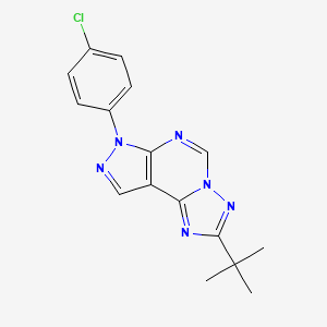 molecular formula C16H15ClN6 B12220348 4-Tert-butyl-10-(4-chlorophenyl)-3,5,6,8,10,11-hexaazatricyclo[7.3.0.0^{2,6}]dodeca-1(9),2,4,7,11-pentaene 