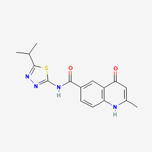 4-hydroxy-2-methyl-N-[(2E)-5-(propan-2-yl)-1,3,4-thiadiazol-2(3H)-ylidene]quinoline-6-carboxamide