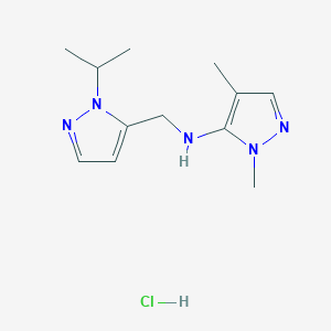 molecular formula C12H20ClN5 B12220535 N-[(1-isopropyl-1H-pyrazol-5-yl)methyl]-1,4-dimethyl-1H-pyrazol-5-amine 