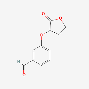 molecular formula C11H10O4 B12220542 3-(2-Oxotetrahydrofuran-3-yloxy)benzaldehyde 