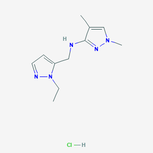 N-[(2-ethylpyrazol-3-yl)methyl]-1,4-dimethylpyrazol-3-amine;hydrochloride