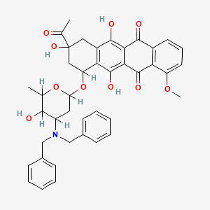 molecular formula C41H41NO10 B1222058 5,12-Naphthacenedione, 8-acetyl-10-((3-(bis(phenylmethyl)amino)-2,3,6-trideoxy-alpha-L-lyxo-hexopyranosyl)oxy)-7,8,9,10-tetrahydro-6,8,11-trihydroxy-1-methoxy-,hydrochloride, (8S-cis)- 