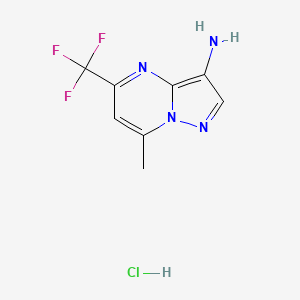 molecular formula C8H8ClF3N4 B12220608 7-Methyl-5-(trifluoromethyl)pyrazolo[1,5-A]pyrimidin-3-amine hydrochloride 