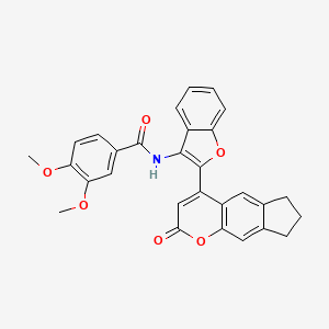 molecular formula C29H23NO6 B12220622 3,4-dimethoxy-N-[2-(2-oxo-2,6,7,8-tetrahydrocyclopenta[g]chromen-4-yl)-1-benzofuran-3-yl]benzamide 