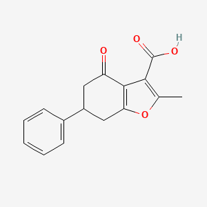 molecular formula C16H14O4 B12220629 2-Methyl-4-oxo-6-phenyl-4,5,6,7-tetrahydro-1-benzofuran-3-carboxylic acid 