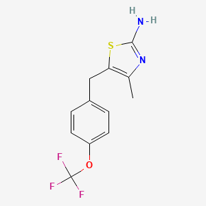 molecular formula C12H11F3N2OS B12220637 4-Methyl-5-{[4-(trifluoromethoxy)phenyl]methyl}-1,3-thiazol-2-amine 