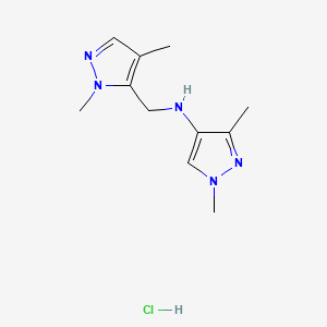 molecular formula C11H18ClN5 B12220638 N-[(2,4-dimethylpyrazol-3-yl)methyl]-1,3-dimethylpyrazol-4-amine;hydrochloride 