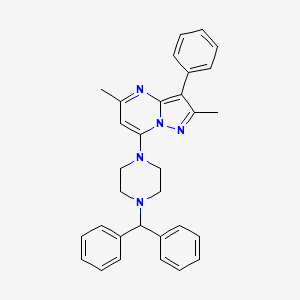 molecular formula C31H31N5 B12220669 7-[4-(Diphenylmethyl)piperazin-1-yl]-2,5-dimethyl-3-phenylpyrazolo[1,5-a]pyrimidine 