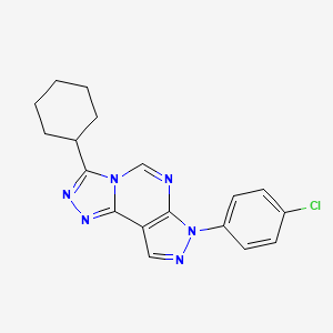 molecular formula C18H17ClN6 B12220762 7-(4-chlorophenyl)-3-cyclohexyl-7H-pyrazolo[4,3-e][1,2,4]triazolo[4,3-c]pyrimidine 