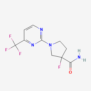 molecular formula C10H10F4N4O B12220766 3-Fluoro-1-[4-(trifluoromethyl)pyrimidin-2-yl]pyrrolidine-3-carboxamide 