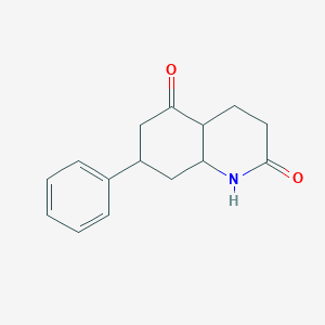 molecular formula C15H17NO2 B12220778 7-Phenyl-1,3,4,4a,6,7,8,8a-octahydroquinoline-2,5-dione 