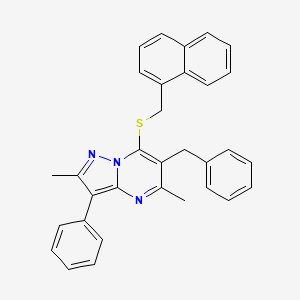 6-Benzyl-2,5-dimethyl-7-[(naphthalen-1-ylmethyl)sulfanyl]-3-phenylpyrazolo[1,5-a]pyrimidine