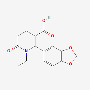 molecular formula C15H17NO5 B12220795 (2S,3S)-2-(Benzo[d][1,3]dioxol-5-yl)-1-ethyl-6-oxopiperidine-3-carboxylic acid 