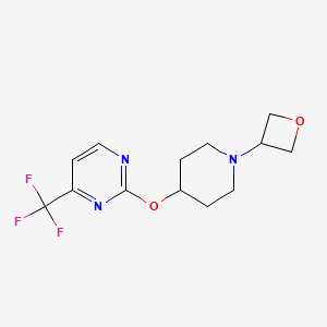 molecular formula C13H16F3N3O2 B12220817 2-{[1-(Oxetan-3-yl)piperidin-4-yl]oxy}-4-(trifluoromethyl)pyrimidine 