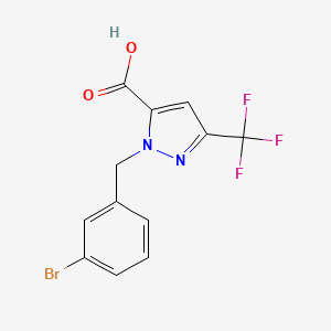 molecular formula C12H8BrF3N2O2 B12220835 1-(3-Bromobenzyl)-3-(trifluoromethyl)-1H-pyrazole-5-carboxylic acid 