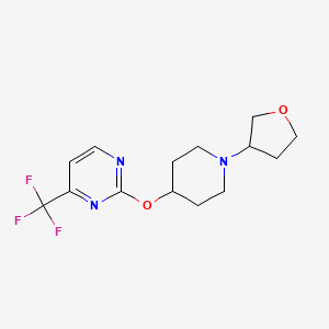 molecular formula C14H18F3N3O2 B12220836 2-{[1-(Oxolan-3-yl)piperidin-4-yl]oxy}-4-(trifluoromethyl)pyrimidine 