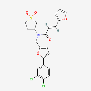 molecular formula C22H19Cl2NO5S B12220868 (2E)-N-{[5-(3,4-dichlorophenyl)furan-2-yl]methyl}-N-(1,1-dioxidotetrahydrothiophen-3-yl)-3-(furan-2-yl)prop-2-enamide 