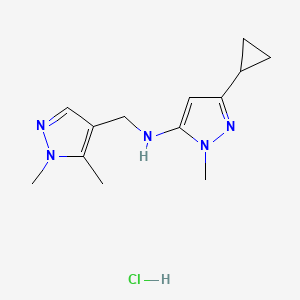 5-cyclopropyl-N-[(1,5-dimethylpyrazol-4-yl)methyl]-2-methylpyrazol-3-amine;hydrochloride