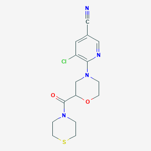 molecular formula C15H17ClN4O2S B12220920 5-Chloro-6-[2-(thiomorpholine-4-carbonyl)morpholin-4-yl]pyridine-3-carbonitrile 