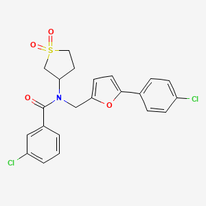 molecular formula C22H19Cl2NO4S B12220941 3-chloro-N-{[5-(4-chlorophenyl)furan-2-yl]methyl}-N-(1,1-dioxidotetrahydrothiophen-3-yl)benzamide 