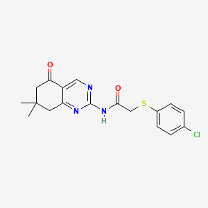 2-[(4-chlorophenyl)sulfanyl]-N-(7,7-dimethyl-5-oxo-5,6,7,8-tetrahydroquinazolin-2-yl)acetamide