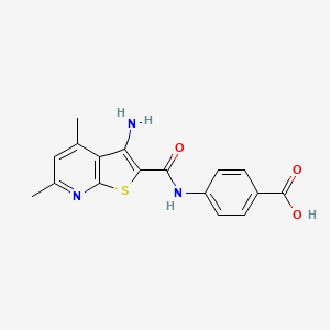 molecular formula C17H15N3O3S B12220992 4-{[(3-Amino-4,6-dimethylthieno[2,3-b]pyridin-2-yl)carbonyl]amino}benzoic acid 