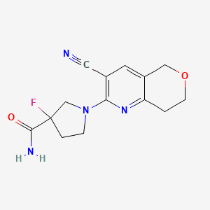 1-{3-cyano-5H,7H,8H-pyrano[4,3-b]pyridin-2-yl}-3-fluoropyrrolidine-3-carboxamide