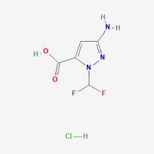 molecular formula C5H6ClF2N3O2 B12221044 3-Amino-1-(difluoromethyl)-1H-pyrazole-5-carboxylic acid hydrochloride 