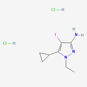 molecular formula C8H14Cl2IN3 B12221058 5-Cyclopropyl-1-ethyl-4-iodopyrazol-3-amine;dihydrochloride 